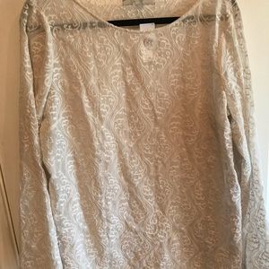 Grey sheer lace top